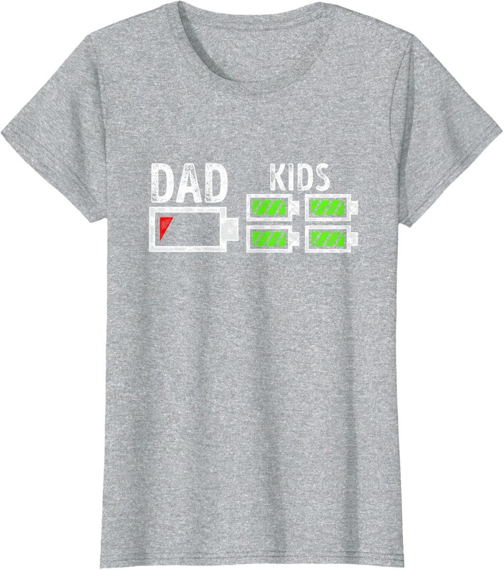 Dad of Four Low Battery Funny Father of 4 Kids Dad