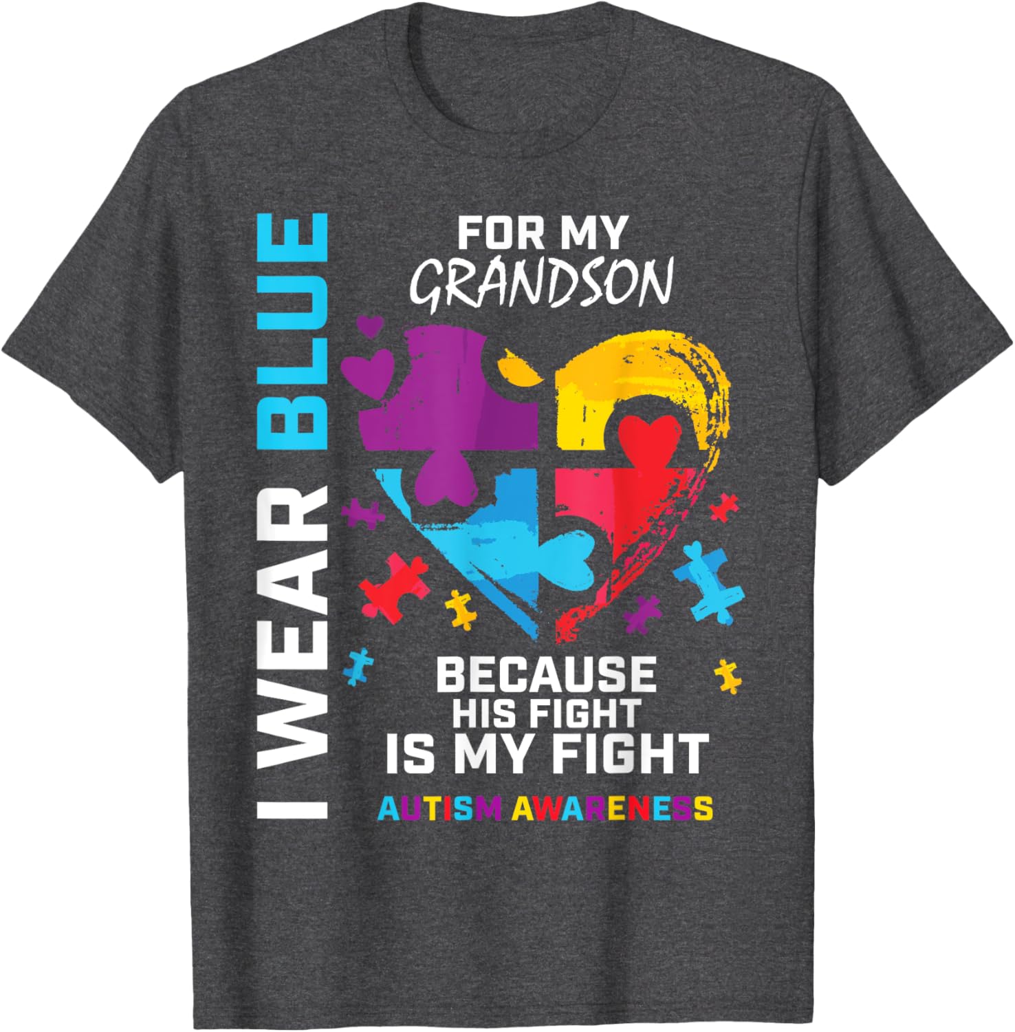 Grandma Grandpa I Wear Blue For My Grandson Autism Awareness