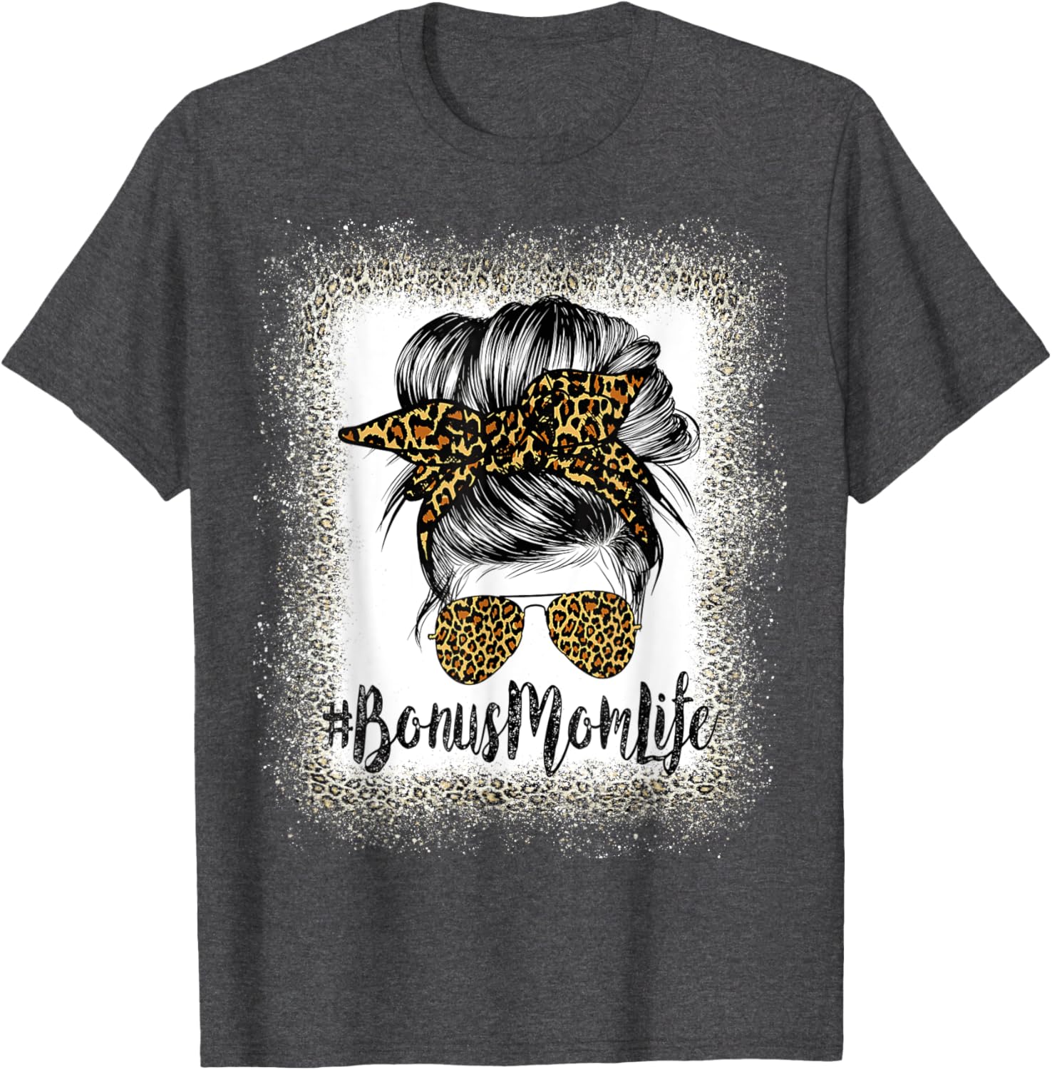 Bonus Mom Life Hair Bandana Glasses Leopard Mother's Day T