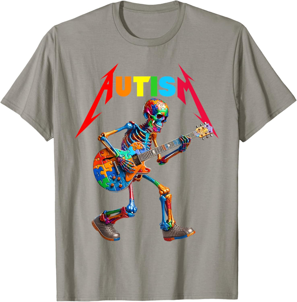 Autism Skeleton Guitar Rock Puzzle Music Autism Awareness