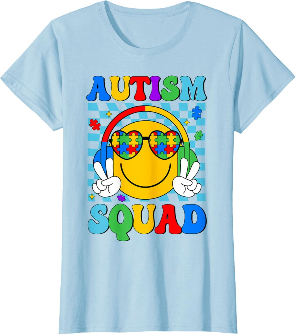 Autism Awareness Autism Squad Support Smile Face Women Men