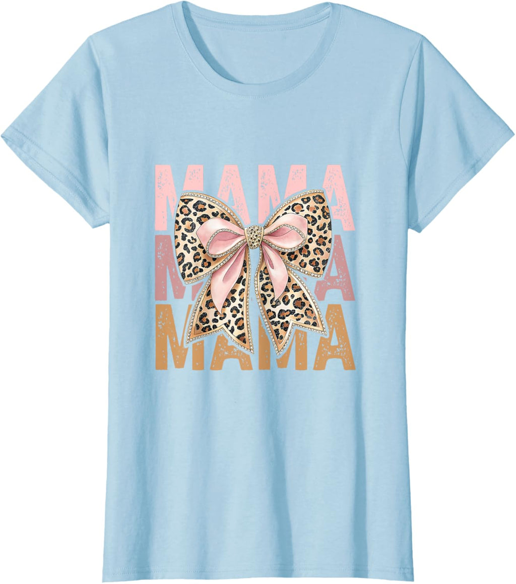 Retro Leopard Mama,Cute Mom Retro Coquette Bow Mother's Day