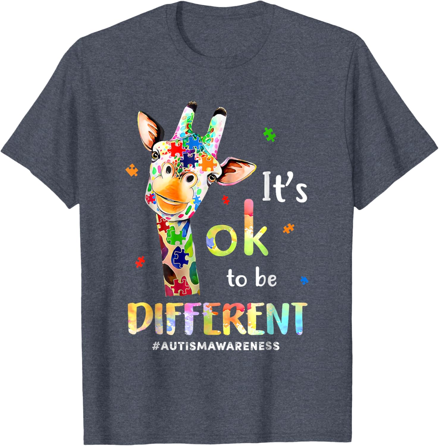 Autism Awareness Cute Giraffe Animal Its Ok To Be Different