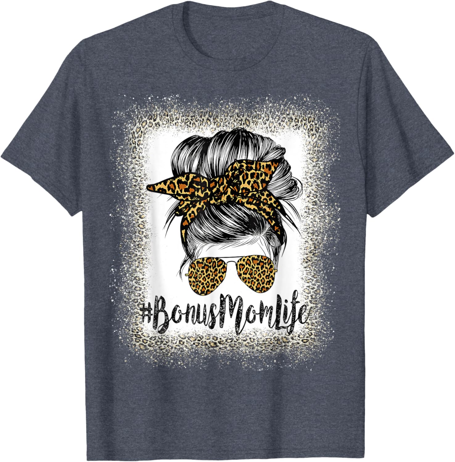 Bonus Mom Life Hair Bandana Glasses Leopard Mother's Day T