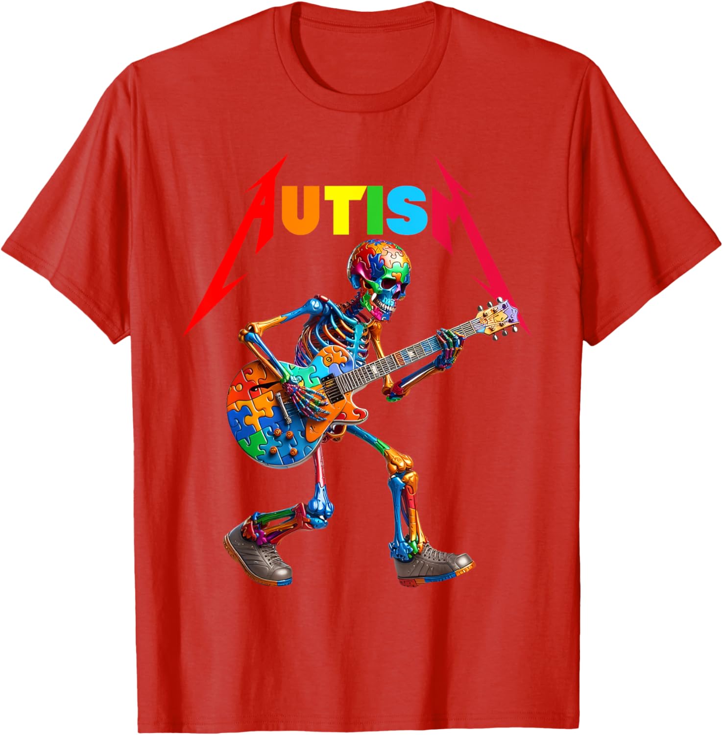 Autism Skeleton Guitar Rock Puzzle Music Autism Awareness