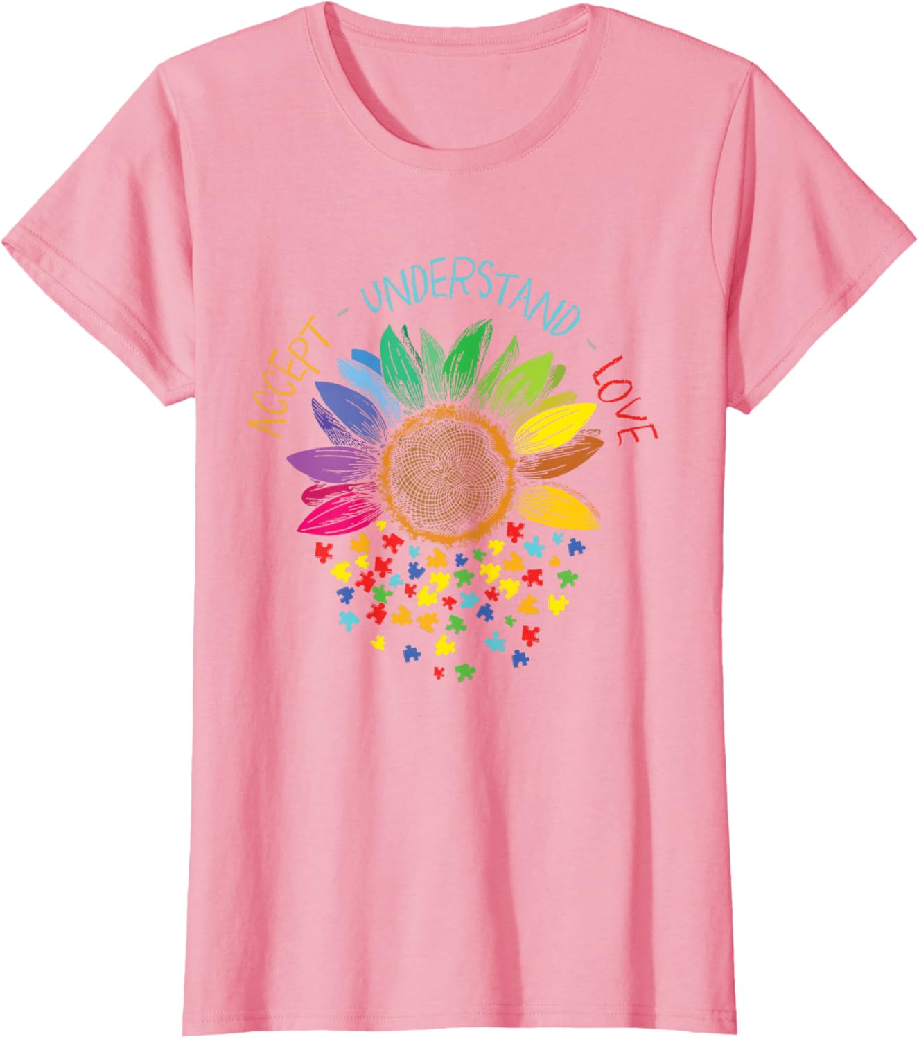 Autism Awareness Accept Understand Love ASD Rainbow Flower