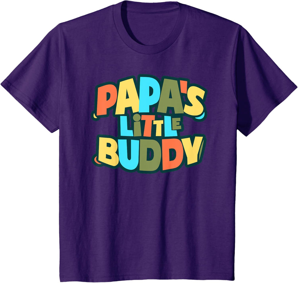 Kids Papa's Little Buddy Shirt Cute Toddlers Fathers Day Outfit