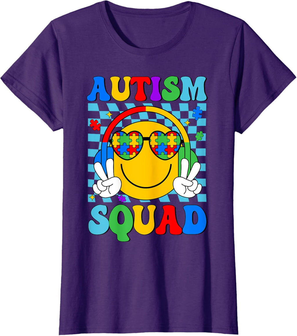 Autism Awareness Autism Squad Support Smile Face Women Men