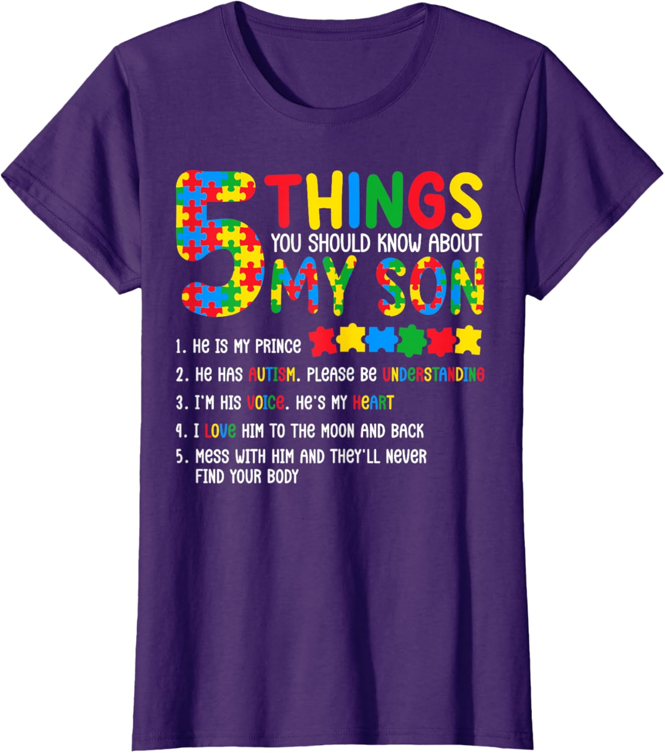 Autism Awareness Shirt 5 Things You Should Know About My Son