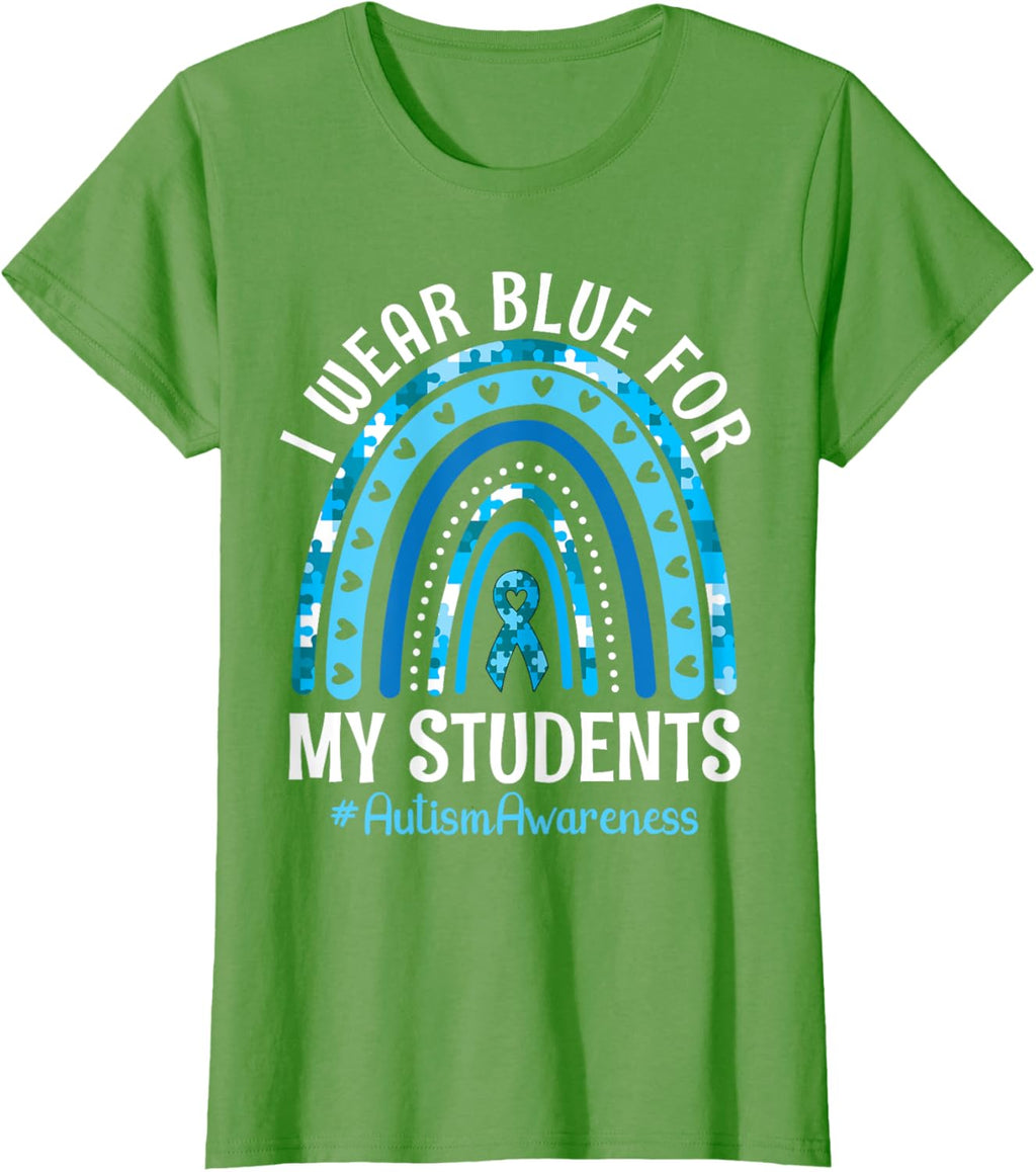 Happy Teacher I Wear Blue For My Students Autism Awareness