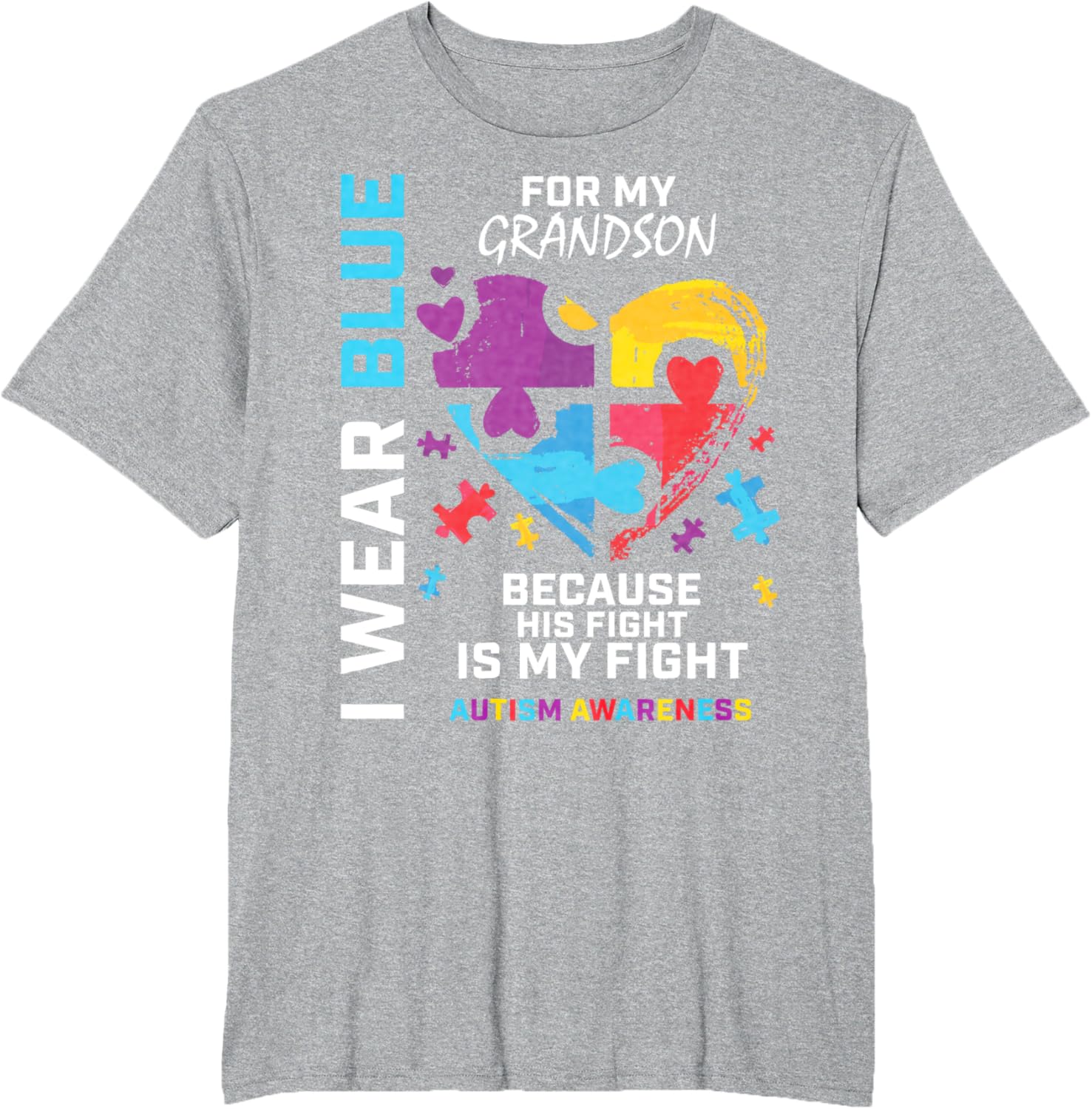 Grandma Grandpa I Wear Blue For My Grandson Autism Awareness