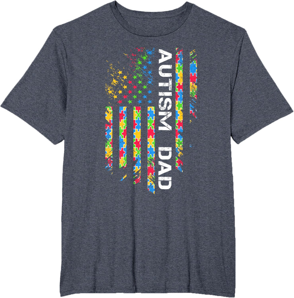 Autism Dad Awareness American Flag USA