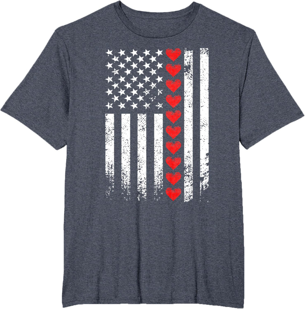Vintage Valentines Day American Flag Hearts Mens Boys Kids